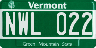 VT license plate NWL022
