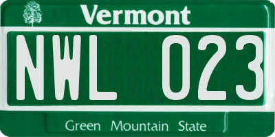 VT license plate NWL023
