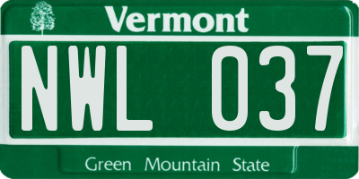 VT license plate NWL037