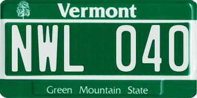 VT license plate NWL040