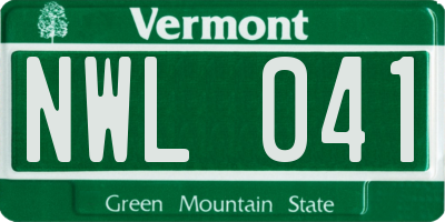 VT license plate NWL041