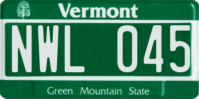 VT license plate NWL045