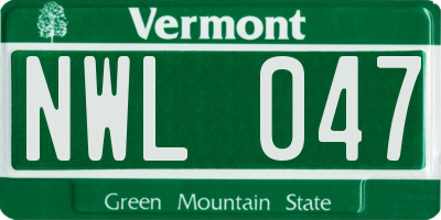 VT license plate NWL047