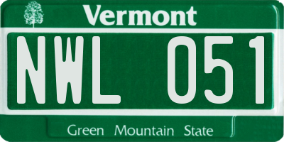 VT license plate NWL051