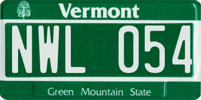 VT license plate NWL054