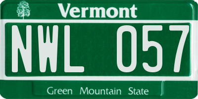 VT license plate NWL057