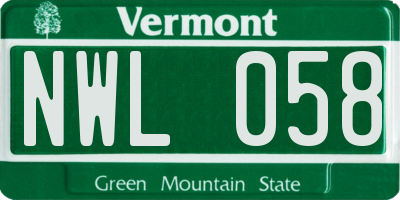 VT license plate NWL058