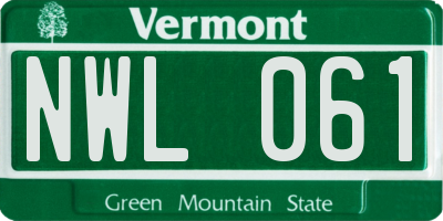 VT license plate NWL061