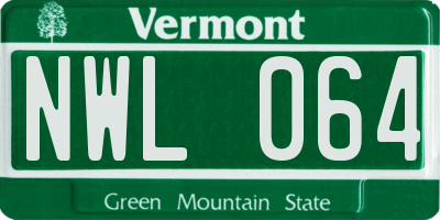 VT license plate NWL064