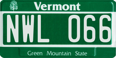 VT license plate NWL066