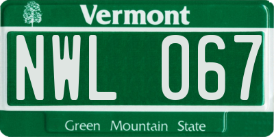 VT license plate NWL067