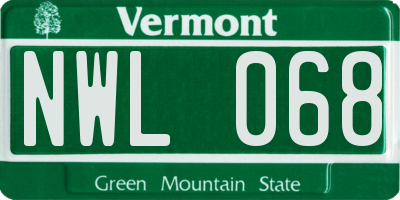 VT license plate NWL068