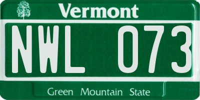 VT license plate NWL073