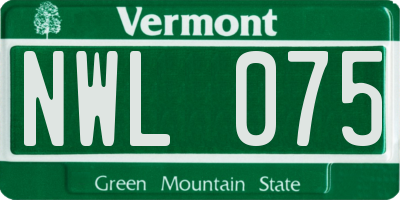 VT license plate NWL075