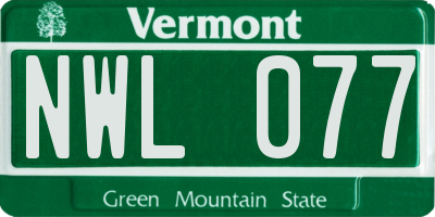 VT license plate NWL077