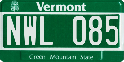 VT license plate NWL085