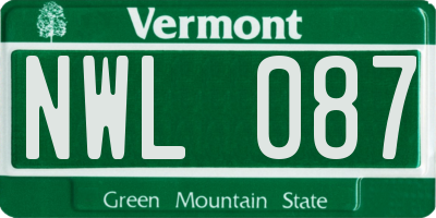 VT license plate NWL087