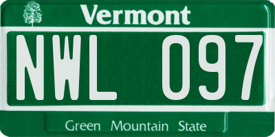 VT license plate NWL097