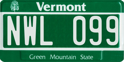 VT license plate NWL099