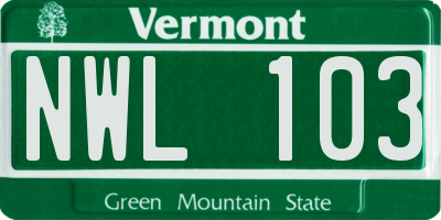 VT license plate NWL103