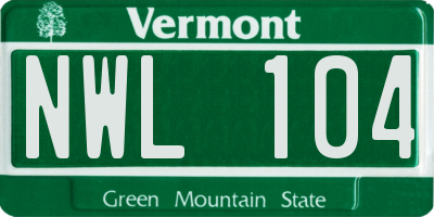 VT license plate NWL104