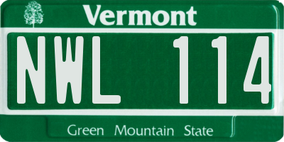 VT license plate NWL114