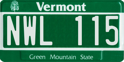 VT license plate NWL115