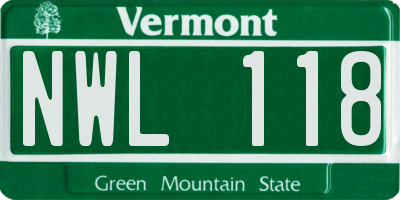 VT license plate NWL118