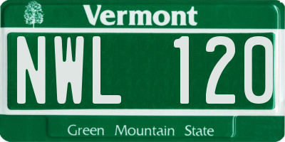 VT license plate NWL120