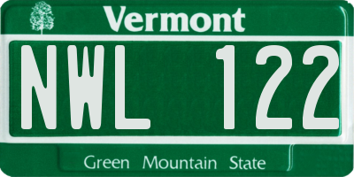 VT license plate NWL122