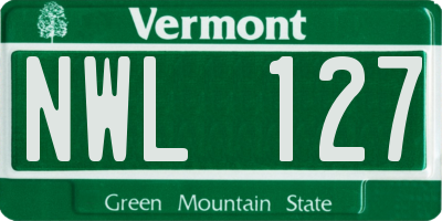 VT license plate NWL127
