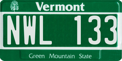 VT license plate NWL133