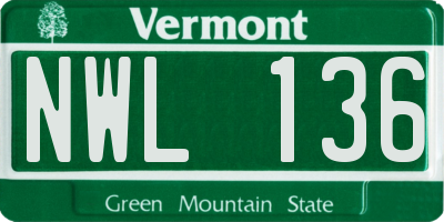 VT license plate NWL136