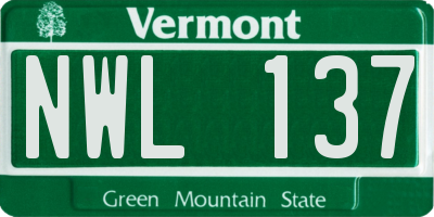 VT license plate NWL137