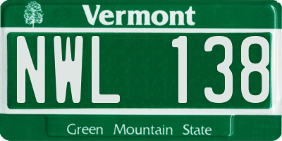 VT license plate NWL138