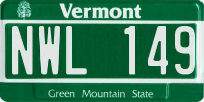 VT license plate NWL149