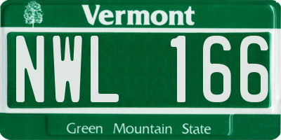 VT license plate NWL166