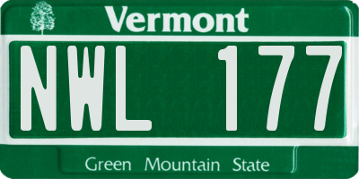 VT license plate NWL177