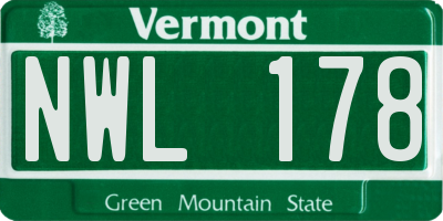 VT license plate NWL178