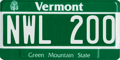 VT license plate NWL200