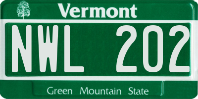 VT license plate NWL202