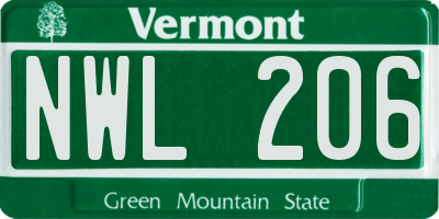 VT license plate NWL206