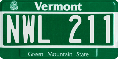 VT license plate NWL211