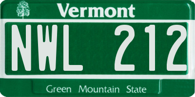 VT license plate NWL212