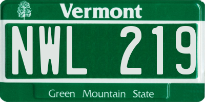 VT license plate NWL219