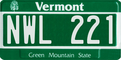 VT license plate NWL221