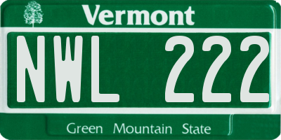 VT license plate NWL222