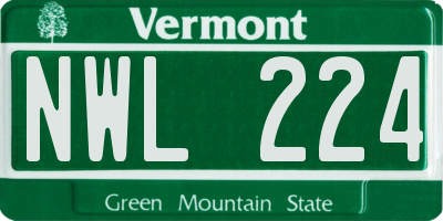 VT license plate NWL224