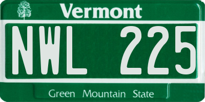 VT license plate NWL225