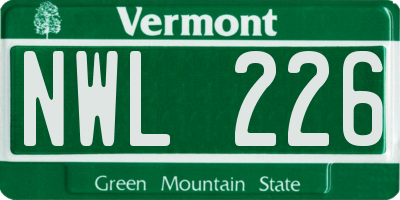 VT license plate NWL226